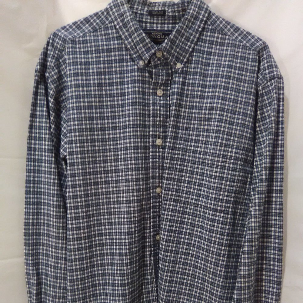 Sonoma Men's Long Sleeve Button down Shirt Color Blue/White Size Large